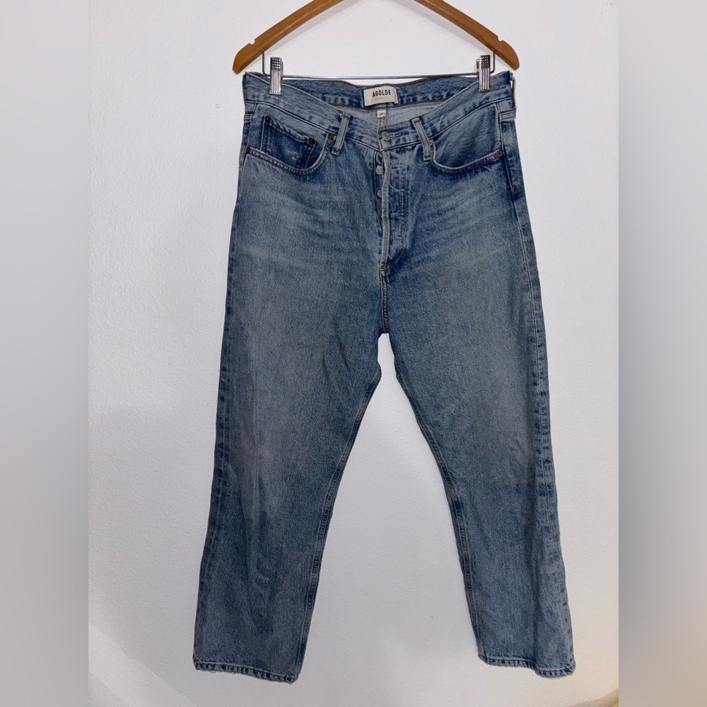 Agolde Light Blue High-Rise Straight Jeans